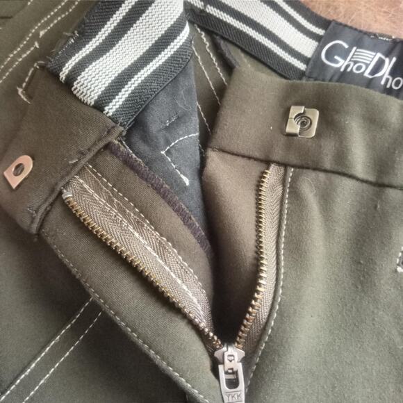 GHO DHO Riding Breeches SZ 24 Green Crocodile Print Re-Inforced Leg Equestrian - Picture 11 of 14